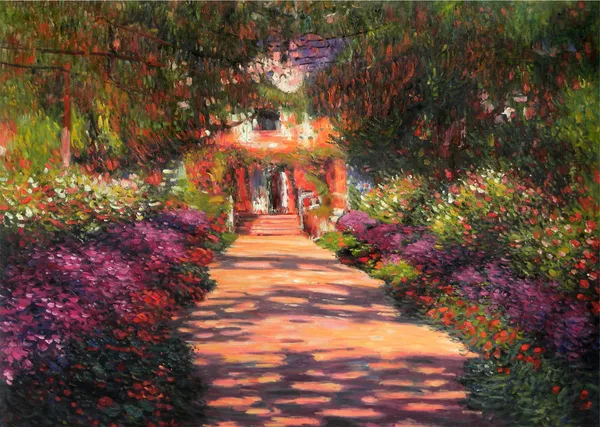 Garden_Path_at_Giverny*_(1902),_A_Painting_by_Claude_Monet,_Unframed_Canvas_Print,_Multicolor
