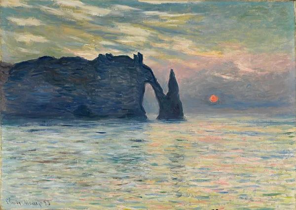 The_Cliff,_etretat,_Sunset*_(1883),_A_Painting_by_Claude_Monet,_Unframed_Canvas_Print,_Multicolor