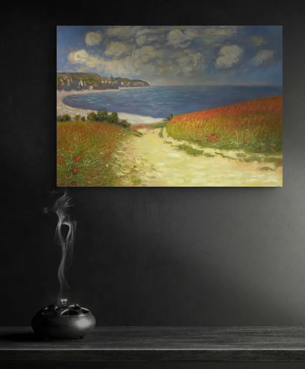 Path_in_the_wheat_at_Pourville*_(1882),_A_Painting_by_Claude_Monet,_Unframed_Canvas_Print,_Multicolor