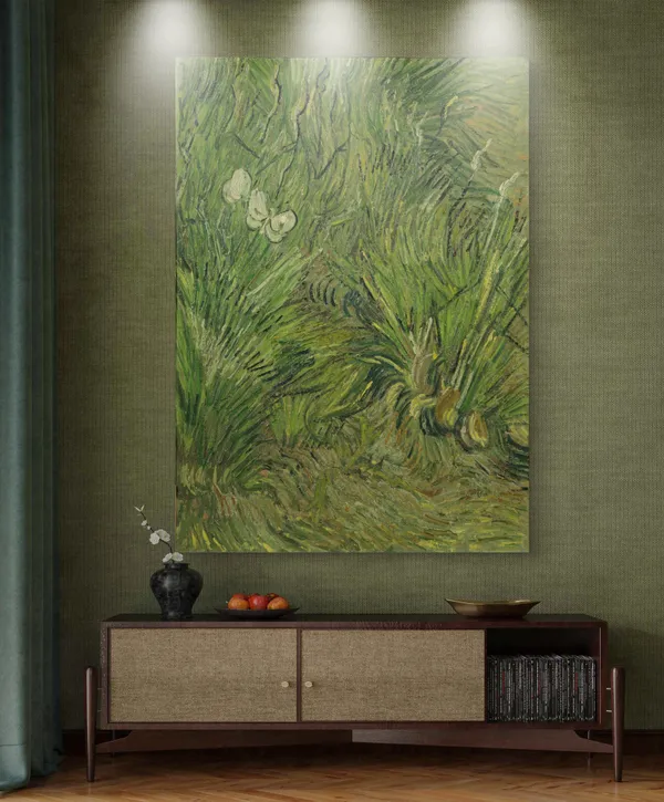 Garden_with_Butterflies_1890,_A_Painting_by_Van_Gogh,_Framed_Canvas,_Wall_Decor,_Multicolor
