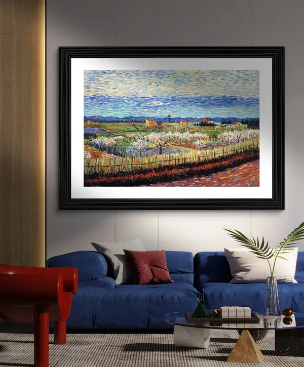 Peach_Trees_in_Blossom_1888,_A_Painting_by_Van_Gogh,_Framed,_Wall_Decor,_Multicolor