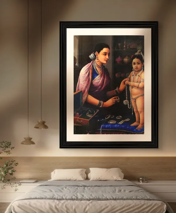 �Yashoda_and_Bal-Krishna,_Raja_Ravi_Varma_Paintings,_Set_of_2,_Framed,_Multicolor