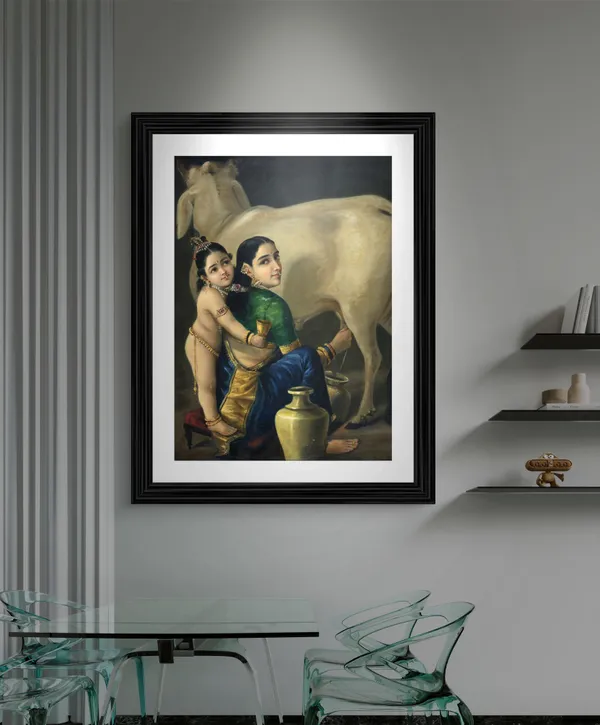 �Yashoda_and_Bal-Krishna,_Raja_Ravi_Varma_Paintings,_Set_of_2,_Framed,_Multicolor