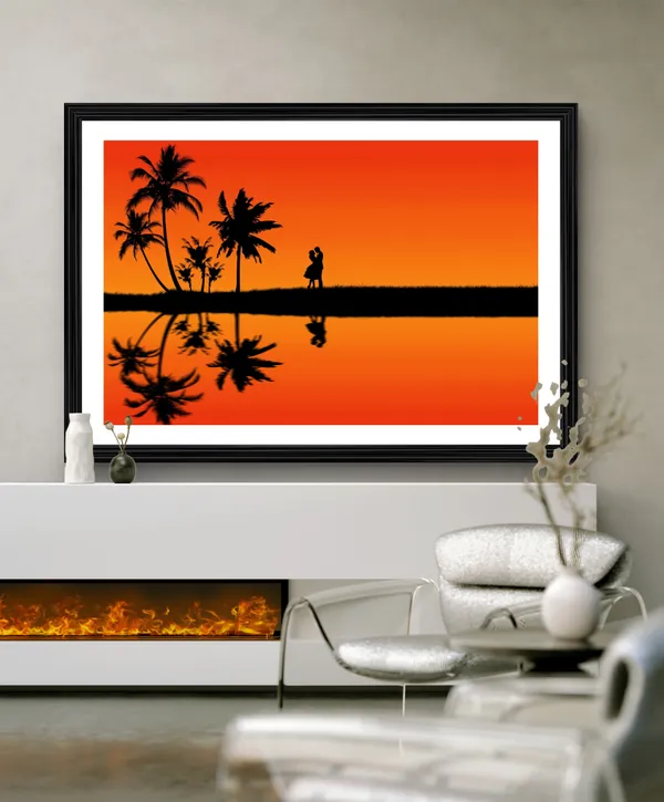 Couple_on_the_Sunset_Beach-_Nature_Theme_Wall_Decor,_Framed,_Multicolor