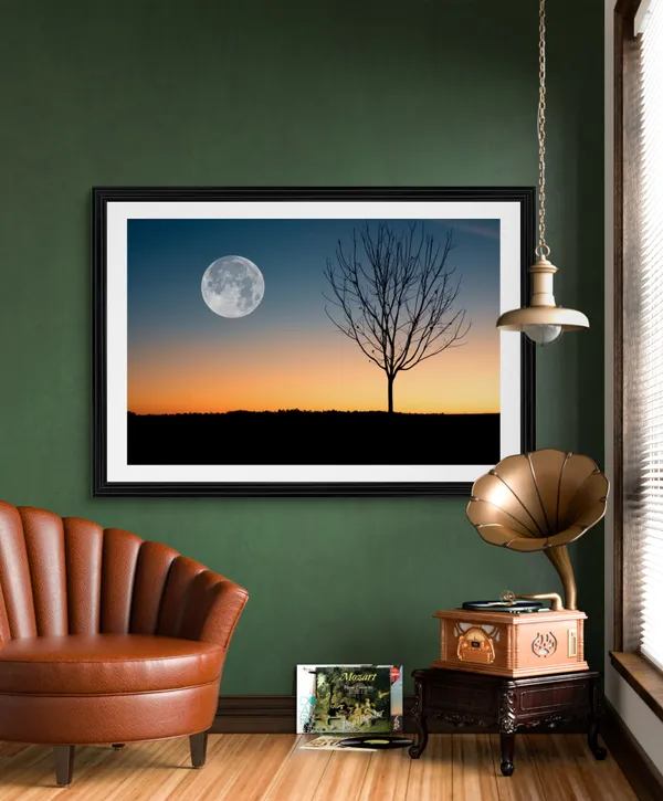 Arrival_of_the_Full_Moon_after_the_Sunset-_Nature_Theme_Wall_Decor,_Framed,_Multicolor