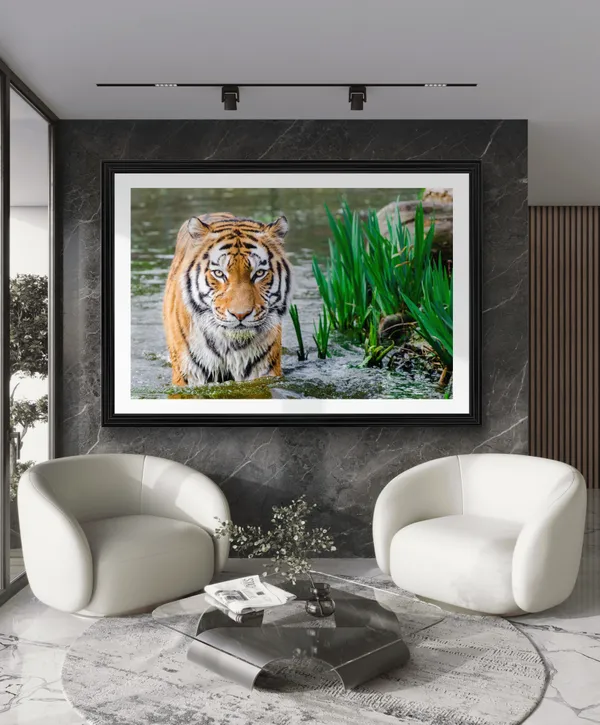 King_of_the_Jungle_in_the_River_Waters-_Nature_Theme_Wall_Decor,_Framed,_Multicolor