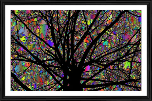 Surreal_Tree_with_Mystique_Sky_Background_theme_Wall_Decor,_Framed,_Multicolor