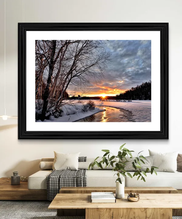 Sunset_at_the_River,_Nature_Theme_Wall_Decor,_Framed,_Multicolor