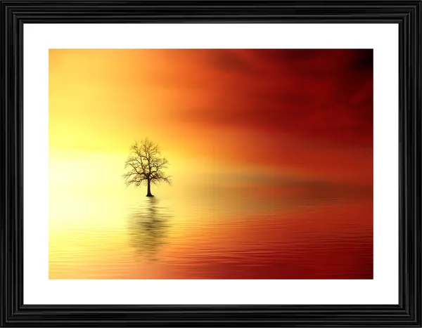 Sunset_and_a_Tree,_Nature_Theme_Wall_Decor,_Framed,_Multicolor