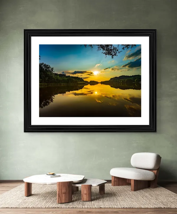 Sunset_at_Calm_River,_Nature_Theme_Wall_Decor,_Framed,_Multicolor