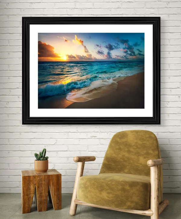 Sunset_at_the_Blue_Sea,_Nature_Theme_Wall_Decor,_Framed,_Multicolor