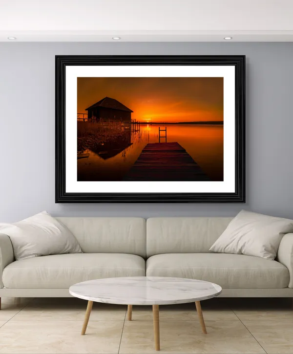 Golden_River_at_the_time_Sunset,_Nature_Theme_Wall_Decor,_Framed,_Multicolor