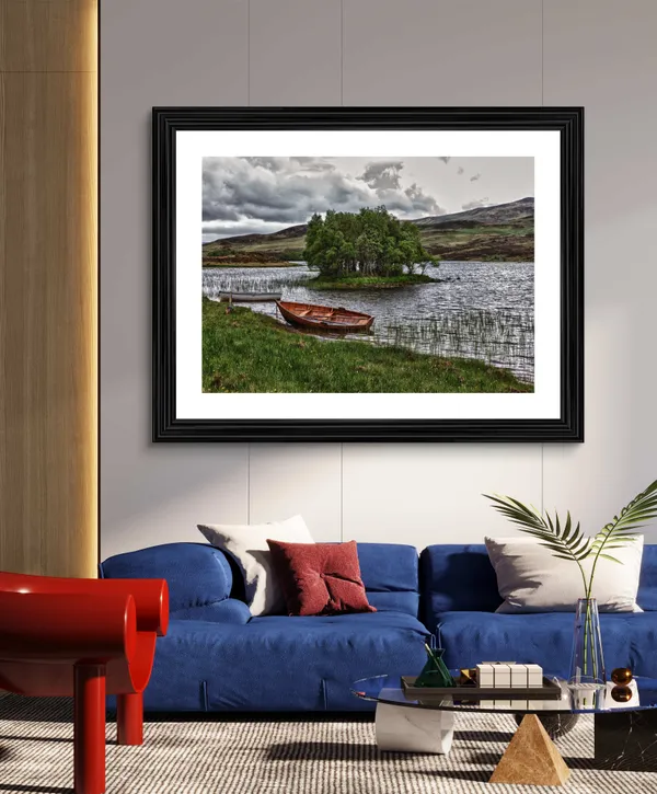 A_Boat_and_the_Island,_Nature_Theme_Wall_Decor,_Framed,_Multicolor