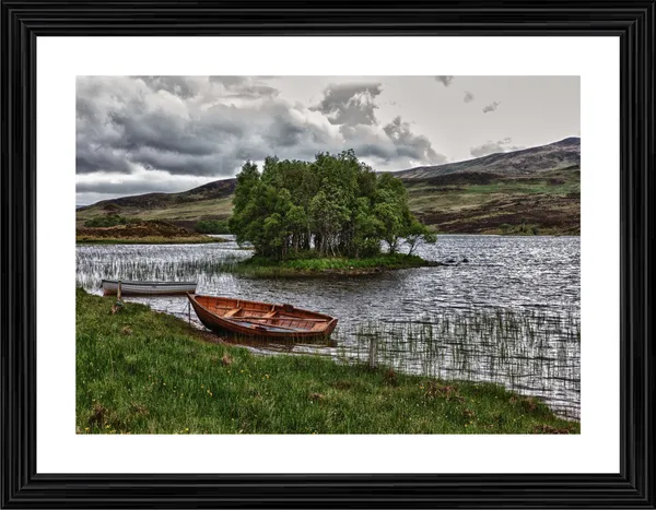 A_Boat_and_the_Island,_Nature_Theme_Wall_Decor,_Framed,_Multicolor