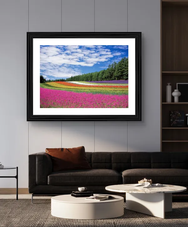 Flowerbeds_along_the_Treeline,_Nature_Theme_Wall_Decor,_Framed,_Multicolor