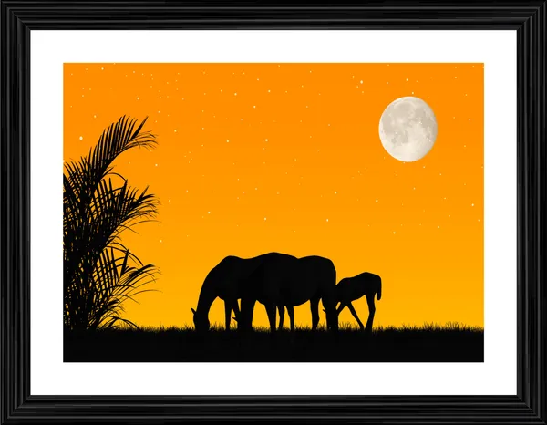 Horses_with_a_Rising_Moon,_Nature_Theme_Wall_Decor,_Framed,_Multicolor
