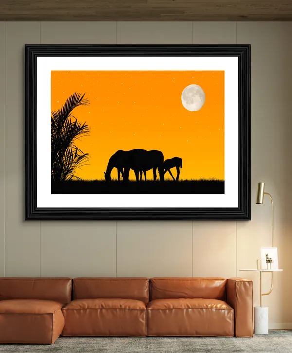 Horses_with_a_Rising_Moon,_Nature_Theme_Wall_Decor,_Framed,_Multicolor