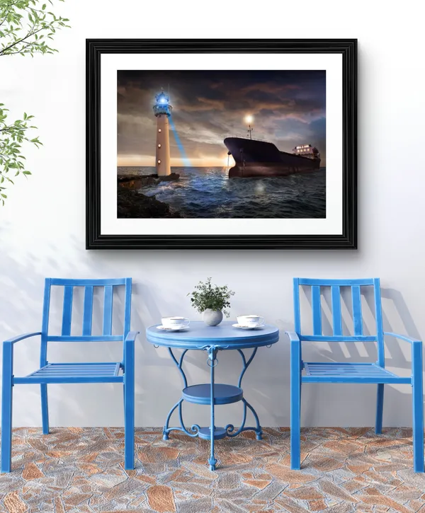 Lighthouse_(4),_Nature_Theme_Wall_Decor,_Framed,_Multicolor