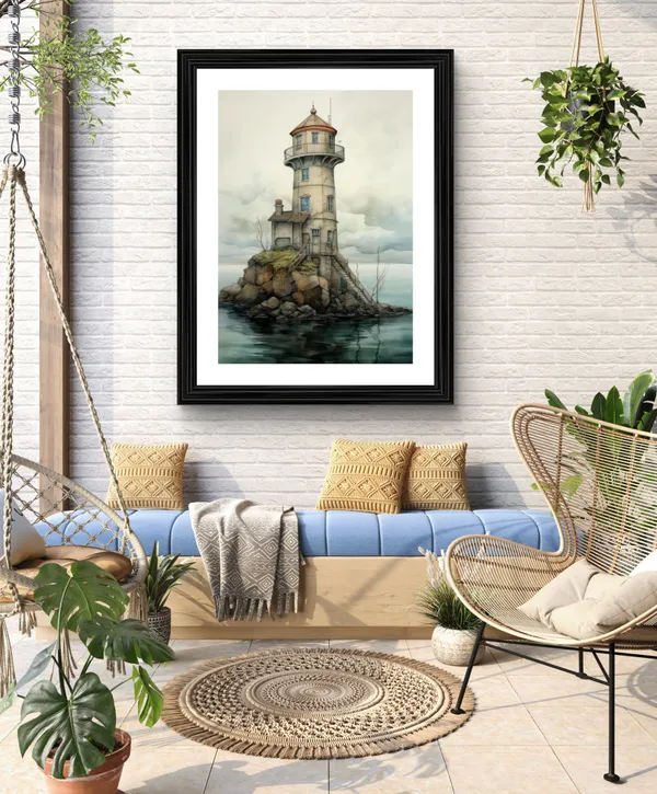 Lighthouse_(7),_Nature_Theme_Wall_Decor,_Framed,_Multicolor