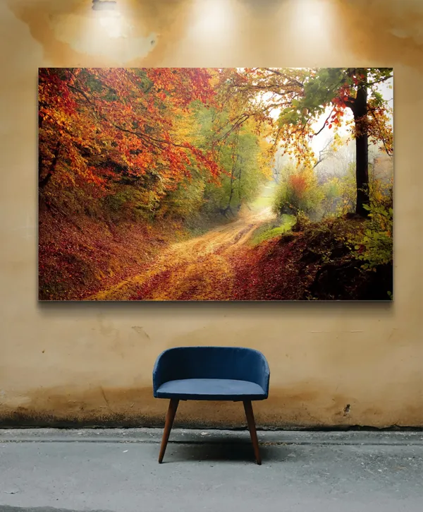 Mysterious_way_to_Red_Woods-_Nature_Theme_Wall_Decor,_Framed,_Multicolor