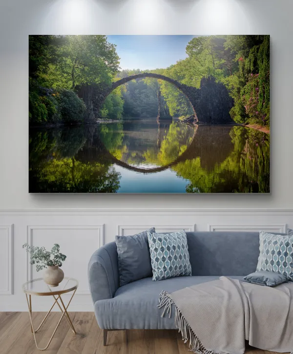 Calm_River_&_Quiet_Lush_Green_Jungle-_Nature_Theme_Wall_Decor,_Framed,_Multicolor