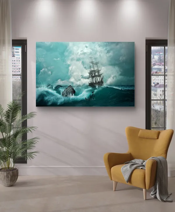 Green_Storm_in_the_Carebian_Sea-_Nature_Theme_Wall_Decor,_Framed,_Multicolor