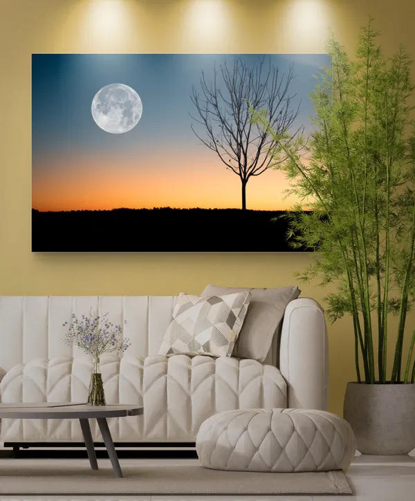 Arrival_of_the_Full_Moon_after_the_Sunset-_Nature_Theme_Wall_Decor,_Framed,_Multicolor