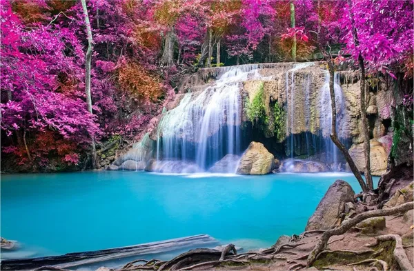 Beautiful_Blue_Waters_Fall-_Nature_Theme_Wall_Decor,_Framed,_Multicolor