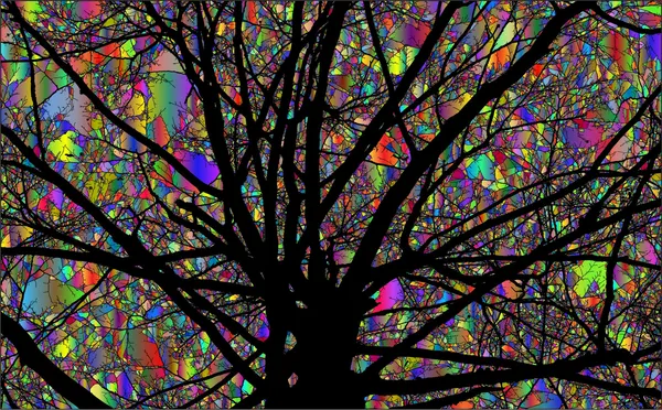 Surreal_Tree_with_Mystique_Sky_Background_theme_Wall_Decor,_Framed,_Multicolor