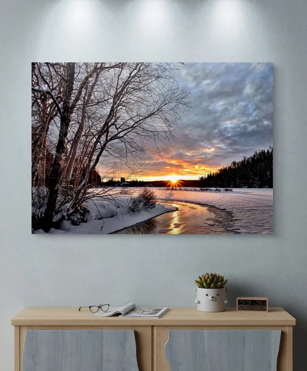 Sunset_at_the_River,_Nature_Theme_Wall_Decor,_Framed,_Multicolor