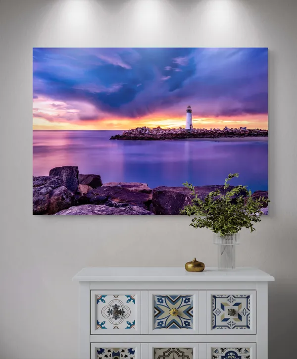 Sunset_at_the_Light_House,_Nature_Theme_Wall_Decor,_Framed,_Multicolor
