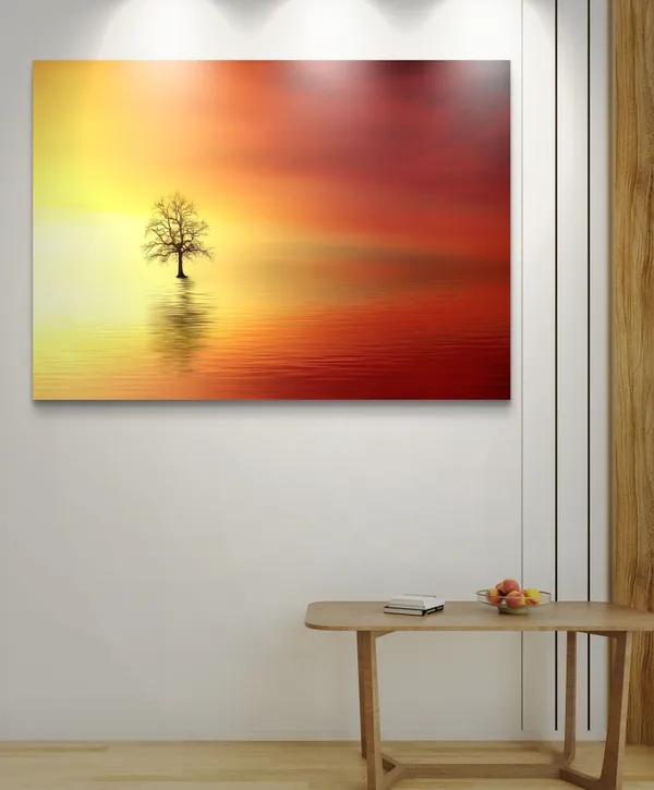 Sunset_and_a_Tree,_Nature_Theme_Wall_Decor,_Framed,_Multicolor
