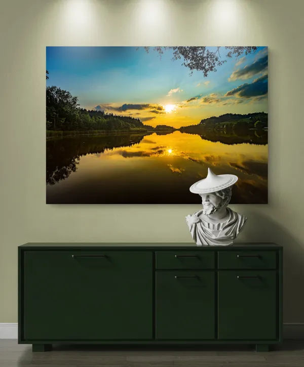 Sunset_at_Calm_River,_Nature_Theme_Wall_Decor,_Framed,_Multicolor