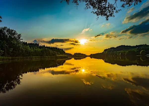Sunset_at_Calm_River,_Nature_Theme_Wall_Decor,_Framed,_Multicolor
