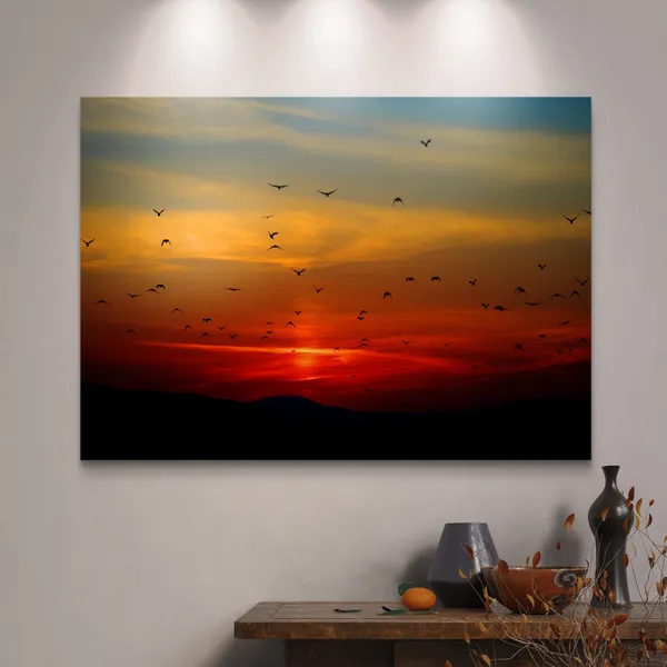 Birds_and_Sunset,_Nature_Theme_Wall_Decor,_Framed,_Multicolor