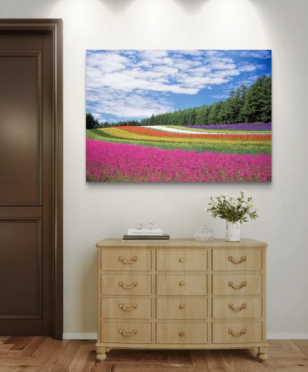 Flowerbeds_along_the_Treeline,_Nature_Theme_Wall_Decor,_Framed,_Multicolor