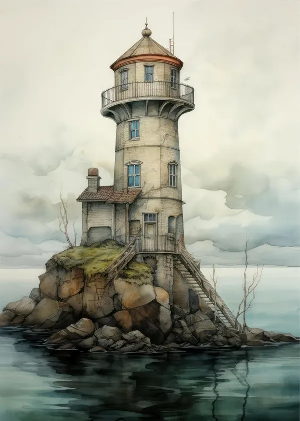 Lighthouse_(7),_Nature_Theme_Wall_Decor,_Framed,_Multicolor