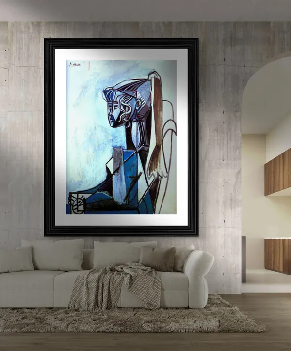 Portrait_of_Sylvette_1954,_A_Painting_by_Pablo_Picasso,_Framed,_Wall_Decor,_Multicolor