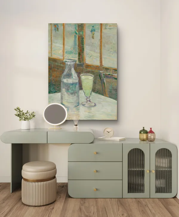 Lady_in_the_Cafe_&_Cafe_Table_with_Absinthe,_Paintings_by_Van_Gogh,_Framed_Canvas,_Set_of_2,_Multicolor