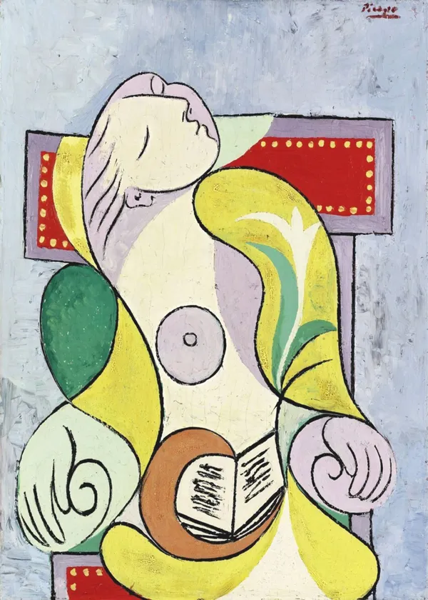 La_Lecture_(Reading)_1932,_A_Painting_by_Pablo_Picasso,_Framed_Canvas,_Wall_Decor,_Multicolor