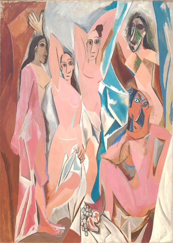 The_Ladies_of_Avignon_1907,_A_Painting_by_Pablo_Picasso,_Framed_Canvas,_Wall_Decor,_Multicolor