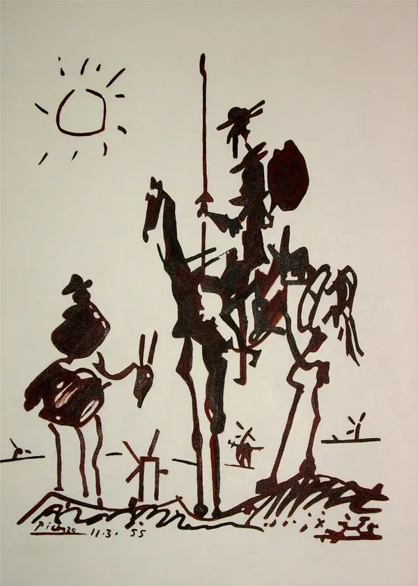 Don_Quixote,_1955,_A_Painting_by_Pablo_Picasso,_Framed_Canvas,_Wall_Decor,_Multicolor