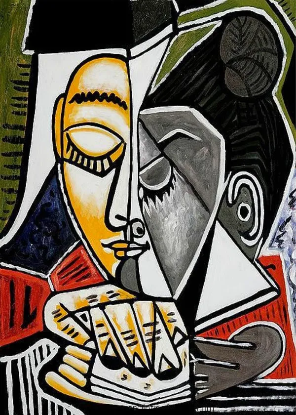 Woman_Reading_and_Art_1953,_A_Painting_by_Pablo_Picasso,_Framed_Canvas,_Wall_Decor,_Multicolor