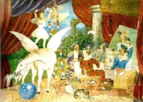 Theatre_Curtain_For_Parade,_1931,_A_Painting_by_Pablo_Picasso,_Framed_Canvas,_Wall_Decor,_Multicolor