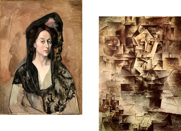 �Madame_Canals_&_the_Accordionist,_Paintings_by_Pablo_Picasso,_Framed_Canvas,_Set_of_2,_Multicolor