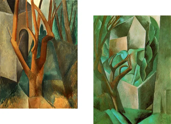 �The_Street_of_the_Woods_&_Garden_House,_Paintings_by_Pablo_Picasso,_Framed_Canvas,_Set_of_2,_Multicolor