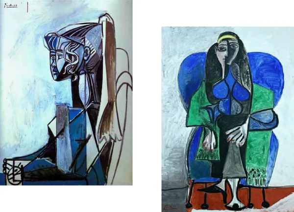 �Portraits_of_Sylvette_&_Seated_Woman,_Paintings_by_Pablo_Picasso,_Framed_Canvas,_Set_of_2,_Multicolor