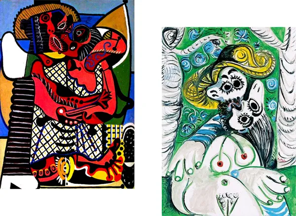 �Le_Baiser_The_Kiss_&_Kiss_,_Paintings_by_Pablo_Picasso,_Framed_Canvas,_Set_of_2,_Multicolor