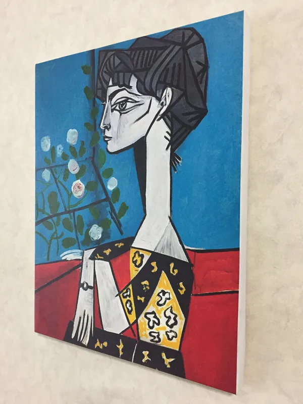 �Sylvette_&_Jacqueline_with_Flowers,_Paintings_by_Pablo_Picasso,_Framed_Canvas,_Set_of_2,_Multicolor