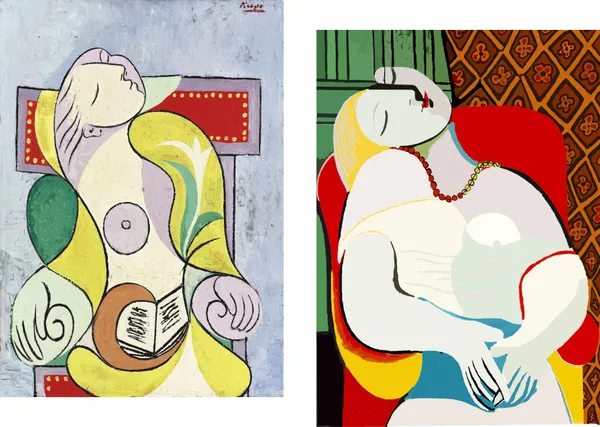 �La_Lecture_(Reading)_&_Le_Rve_(The_Dream),_Paintings_by_Pablo_Picasso,_Framed_Canvas,_Set_of_2,_Multicolor